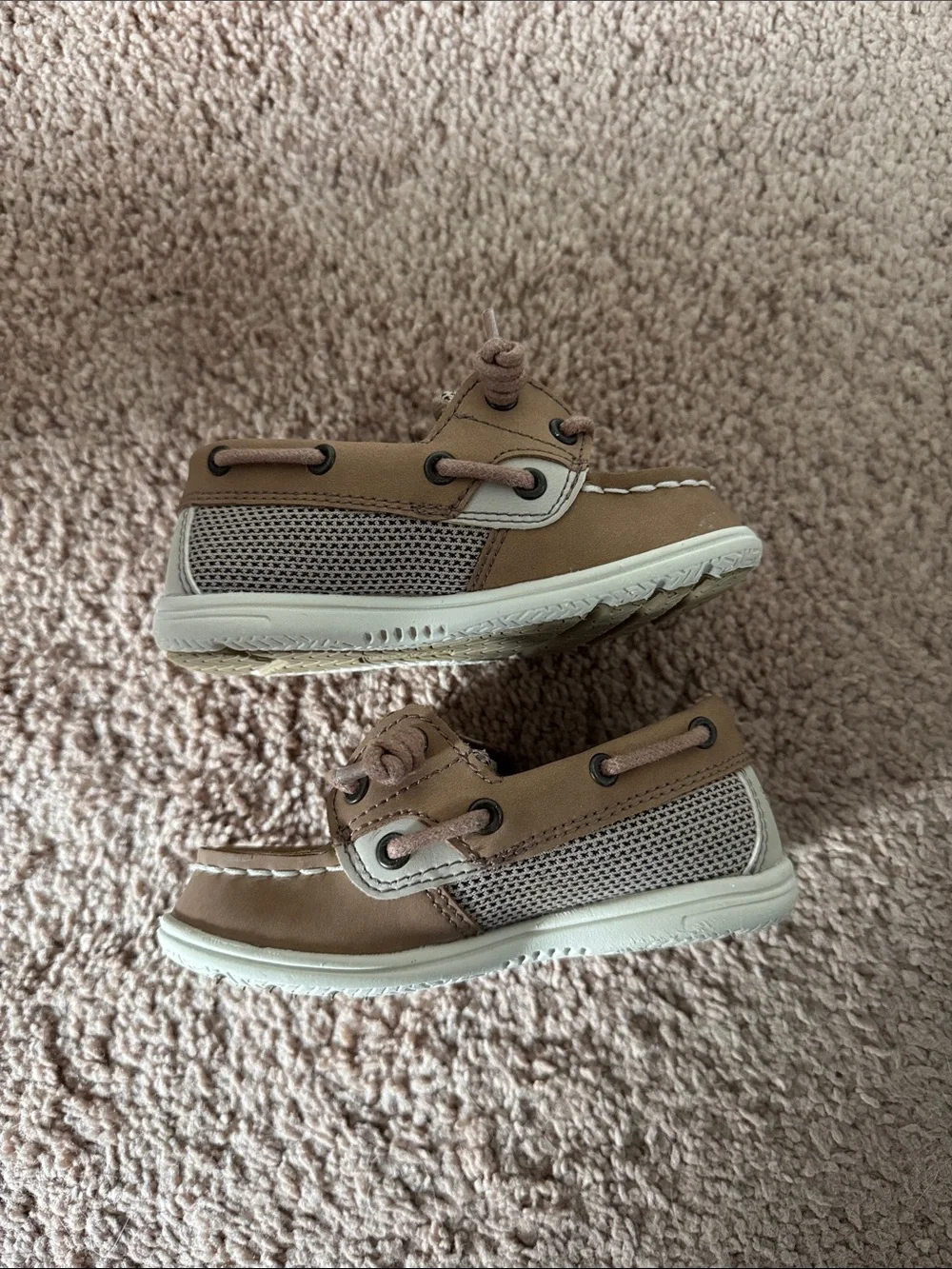 Sperry Kids Tan Moccasin Boat Shoes Size 7M